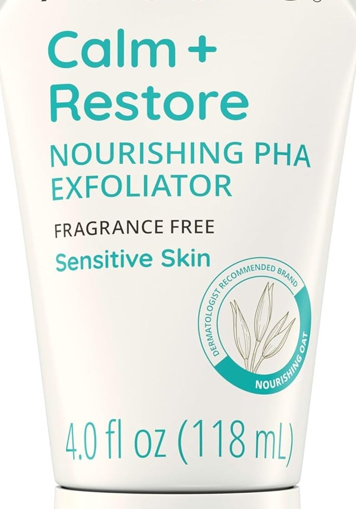 Aveeno Calm + Restore Nourishing PHA Exfoliator Daily for Sensitive Skin, Fragrance-Free & Non-Abrasive Oat Formula to Gently Exfoliate & Cleanse Skin, Hypoallergenic, 4 fl. oz - Image 1